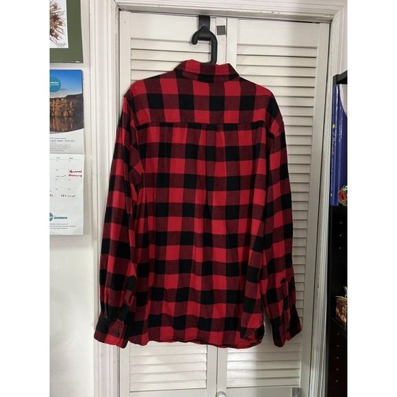 MOSSIMO SUPPLY CO Buffalo Plaid FLANNEL Shirt Red Black Check XL - Picture 2 of 11